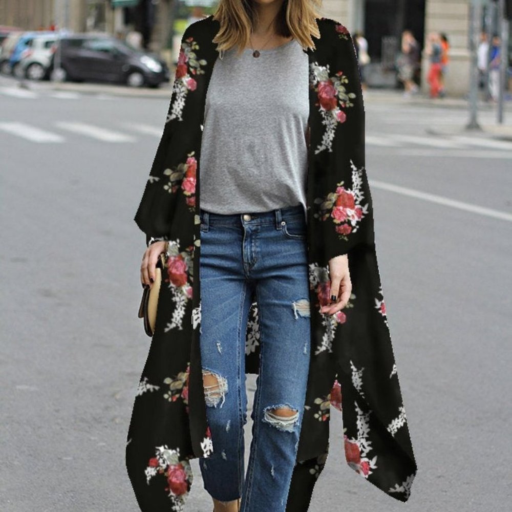 Women’s Print Sheer Flowy Summer Chiffon Loose